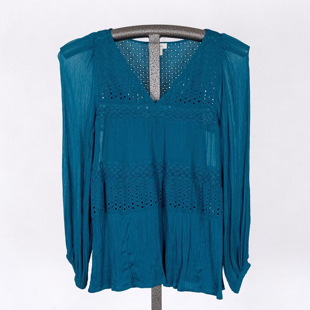 Sundance Teal Cupro-Cotton Blouse & Cami Women's XS Eyelet Lace Boho Romantic